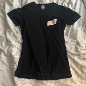 GUC Santa Cruz womens black tee w/ colorful logo